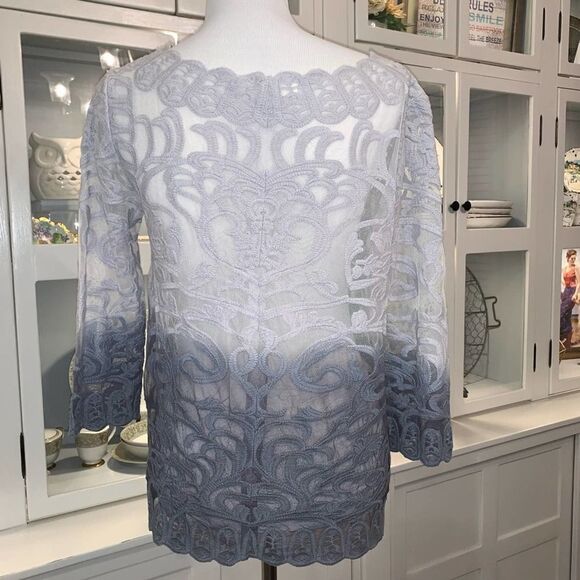 Meadow Rue-Anthro Caela Embroidery&Lace Ombré Top - Picture 3 of 6
